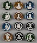 Set of twelve Baccarat sulphide paperweights from the Franklin Mint Great Leaders of History set