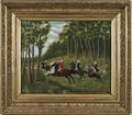 Oil on canvas hunting scene