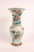 Chinese Famille Verte Porcelain Vase wFigures