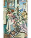DAVID BURLIUK RUSSIAN 18821967 Still Life with Flowers and Ancient Columns