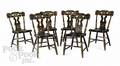 Set of six painted plank seat chairs
