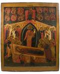 A MONUMENTAL RUSSIAN ICON OF THE DORMITION OF THE VIRGIN MARY 17TH CENTURY