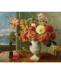 CONSTANTIN ALEXANDROVICH WESTCHILOFF RUSSIAN 18771945 Still life with Flowers and Bronze Sculpture