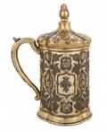 A RUSSIAN GILT SILVER TANKARD WITH LID MAKERS MARK OF JOHAN WARIUS ST PETERSBURG 1853