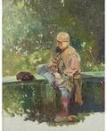 KONSTANTIN EGOROVICH MAKOVSKY RUSSIAN 18391915 Study of a Boy Resting on a Bench
