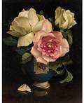 IRENE KLESTOVA RUSSIANFRENCH 19081989 Three Roses in a Porcelain Vase