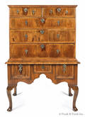 George II burl veneer high chest