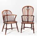 Fifteen English Elmwood and Yewwood Windsor Chairs