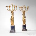 Pair of Napoleon III Porcelain and Giltbronze Figural Candelabra