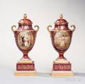 Pair of Vienna Porcelain Vases and Covers
