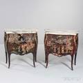 Pair of Louis XVstyle Marbletop Japanned Commodes