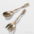 Gorham Sterling Silvergilt Salad Serving Spoon and Fork