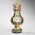 Louis XVIstyle Malachite and Giltbronze Lyreshape Mantel Clock