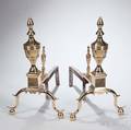 Pair of Brass and Iron Urntop Andirons