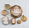 Group of Victorian Goldfilled Lockets and Cameo Brooches