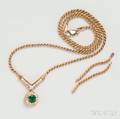 14kt Gold Diamond and Emerald Pendant