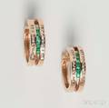 14kt Gold Emerald and Diamond Hoop Earrings