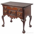 Queen Anne style mahogany lowboy by the Colonial Mfg Co