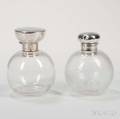 Two English Glass and Silvertopped Perfumes
