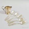 Gorham Coin Silver Creamer and Five Coin Silver Tablespoons