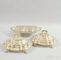 Three Silverplated Footed and Covered Serving Dishes