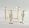 Four Silver Weighted Trumpet Vases