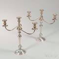 Pair of Sterling Silver Weighted Threelight Convertible Candelabra
