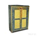Bluepainted Pine Paneled Cupboard