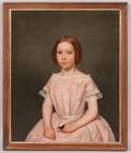 American School 19th Century Portrait of a Girl with a Butterfly