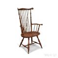 Gregory Vasileff for Wayne Pratt Redpainted and Carved Reproduction Windsor Combback Armchair