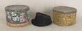 Two wallpaper hat boxes mid 19th c