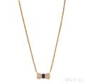18kt Gold Onyx and Diamond Bow Necklace Van Cleef  Arpels