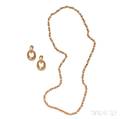 14kt Gold Earclips and Necklace