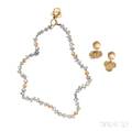 18kt Gold and Keshi Pearl Necklace and Earrings