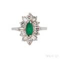 Platinum Emerald and Diamond Ring