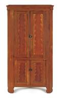 Pennsylvania painted pine one piece corner cupboard early 19th c