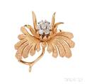 18kt Gold and Diamond Flower Brooch