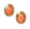18kt Gold and Coral Earclips Henry Dunay