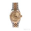 Gentlemans Stainless Steel and Gold Oyster Perpetual Datejust Wristwatch Rolex