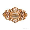 Antique Gold and Topaz Brooch