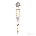 Art Nouveau 14kt Gold Enamel and Diamond Watch Pin