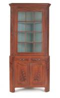 Pennsylvania painted pine twopart corner cupboard ca 1820