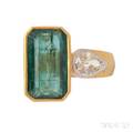 18kt Gold Emerald and Diamond Ring