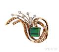 18kt Gold Green Tourmaline and Diamond Brooch H Stern