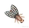 Gold Gemset Fly Brooch