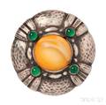 830 Silver Amber and Green Onyx Brooch Georg Jensen