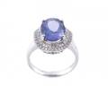 18k White Gold Tanzanite and Diamond Ring