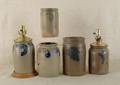 Five stoneware jars