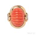 18kt Gold Coral and Diamond Ring Erwin Pearl