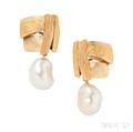 24kt and 18kt Gold and Baroque South Sea Pearl Earrings Alexandra Watkins Janiye